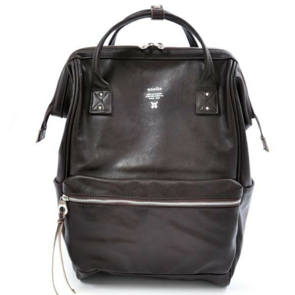Anello Dark Brown Leather Laptop Backpack (Japan)